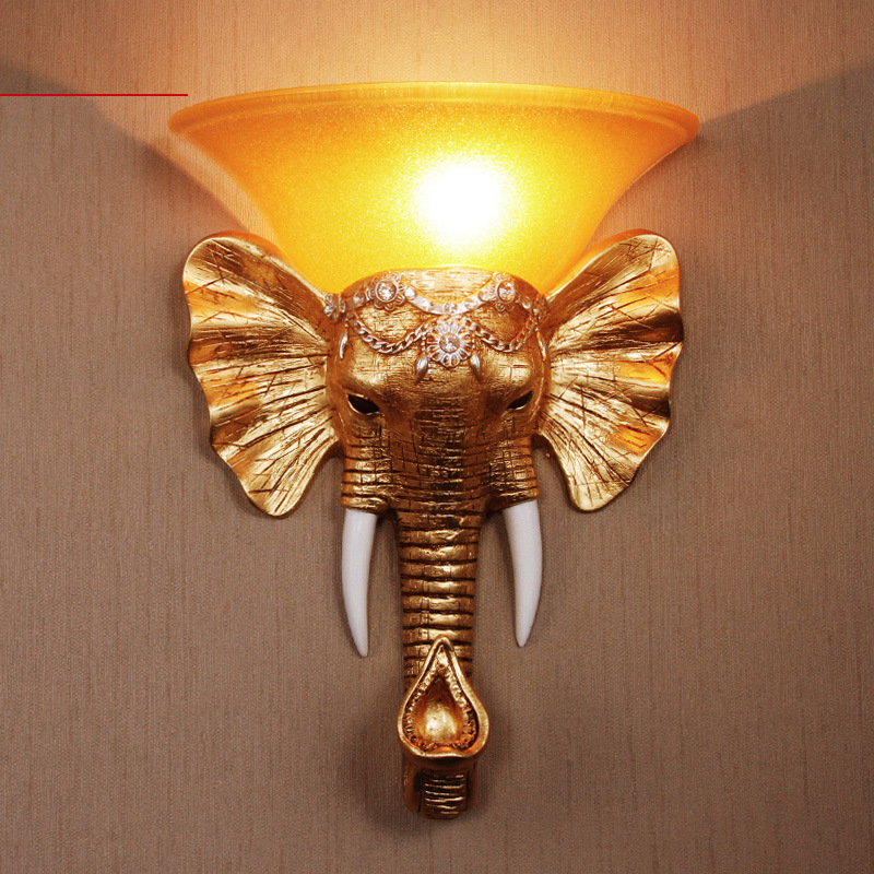 Đèn Trang Trí Đầu Voi Treo Tường Tối Giản Châu Âu Cao Cấp Sang Trọng Màu Gold - Hàng Nhập Khẩu