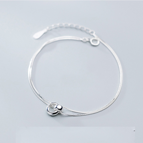 Lắc tay bạc nữ 2TSILVER dây đôi móc tròn CỰC SÁNG LTBN07