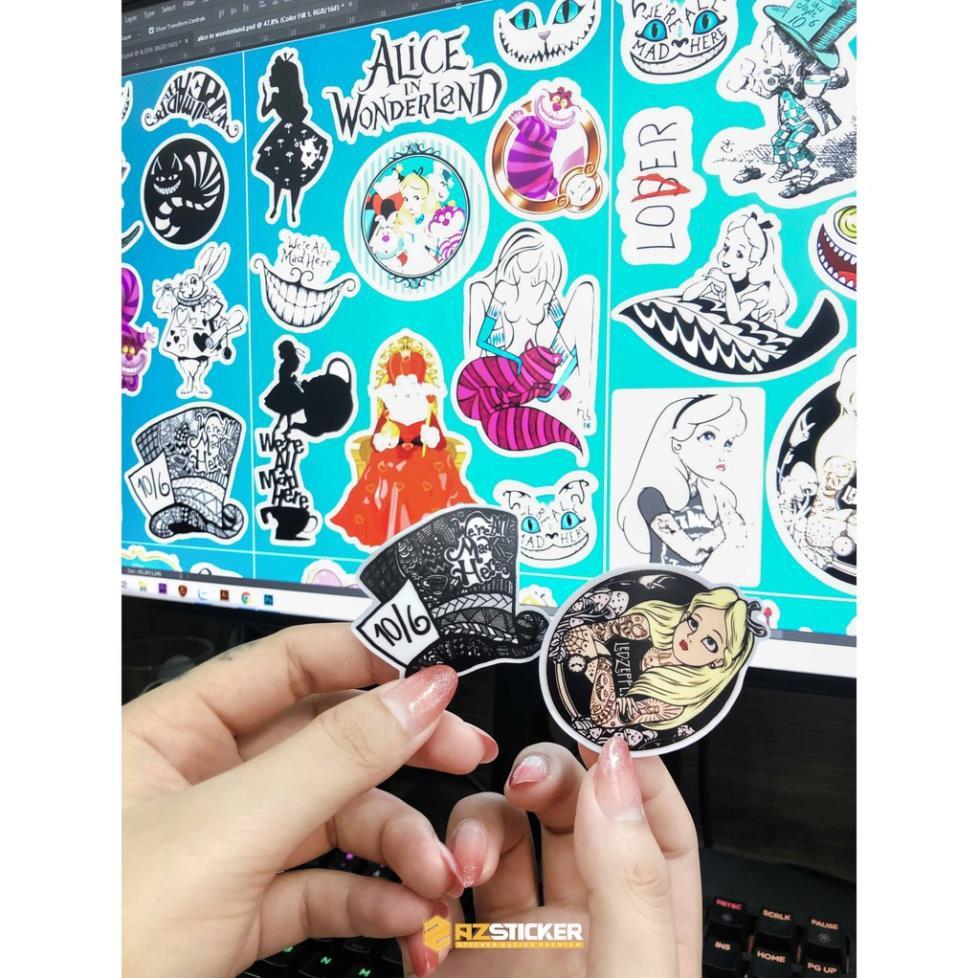 Sticker Alice Sứ Sở Thần Tiên | Chất Liệu PVC 5 Lớp Chống Nước, Chống Bay Màu | Trang Trí Đồ Dùng Cá Nhân