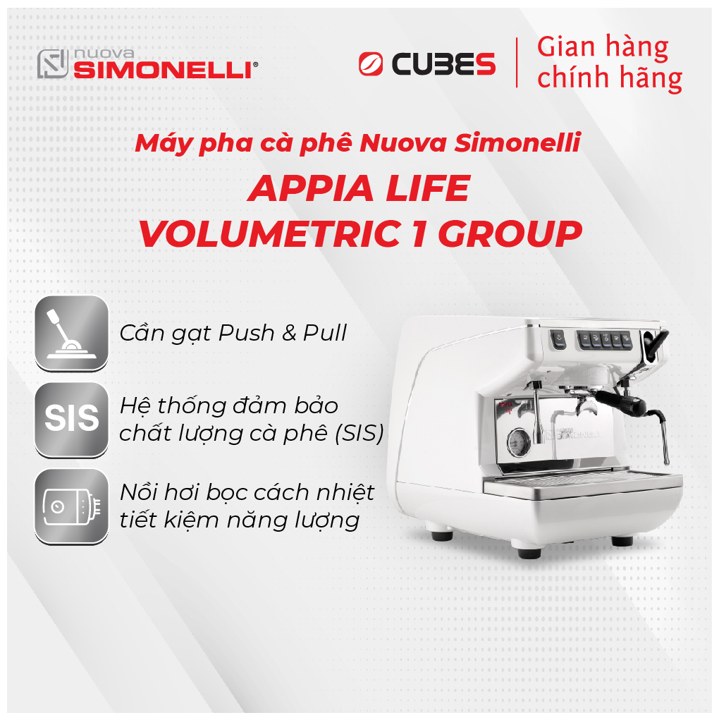 Máy pha cà phê Nuova Simonelli Appia Life Volumetric 1 group- Hàng nhập khẩu chính hãng từ Ý