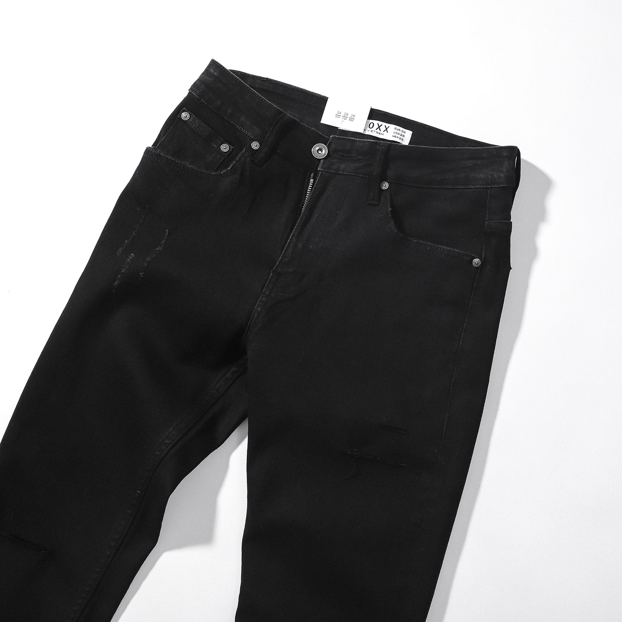 Quần jean đen wash cào rách gối DF form slimfit - Quần jeans nam cao cấp 220631 | LASTORE MENSWEAR