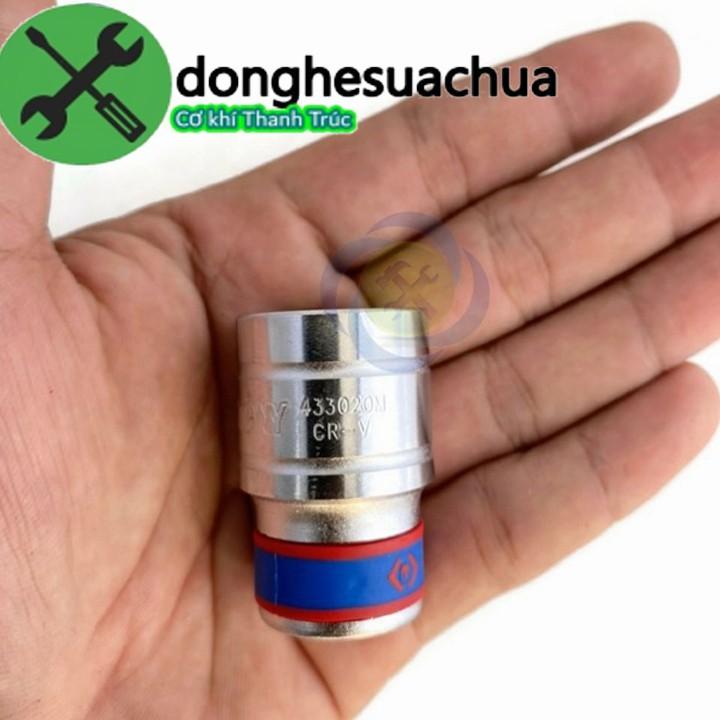 Tuýp 20mm 1/2 Kingtony 433020M 12 cạnh màu trắng dài 38mm