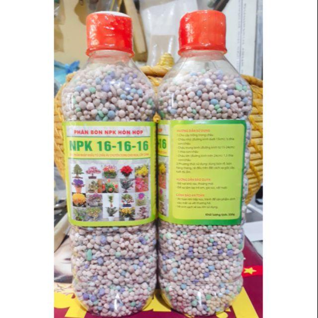 Phân tan chậm NPK tổng hợp 16-16-16 chuyên dùng cho hoa, cây cảnh chai 500g