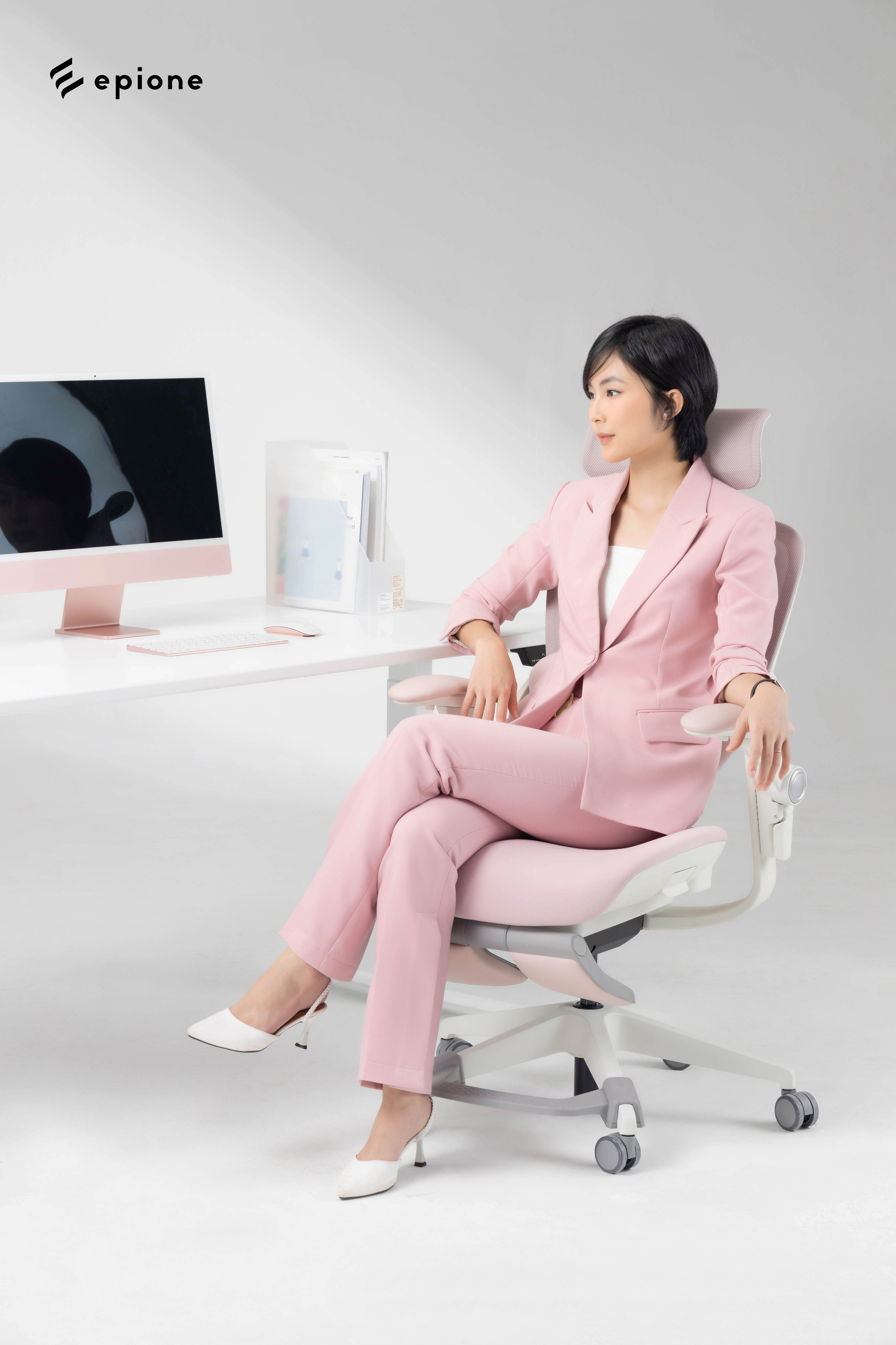 Ghế công thái học Epione Easy Chair 2.0 Ergohome bản chân KIM LOẠI sơn tĩnh điện mới nhất - ghế văn phòng giảm đau mỏi vai gáy, thắt lưng. Có bản Hông Blossom siêu nữ tính