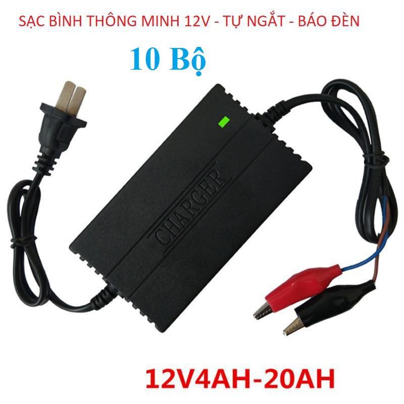 Combo 10 sạc bình ắc quy 12V 2A 4-20Ah (Đen)