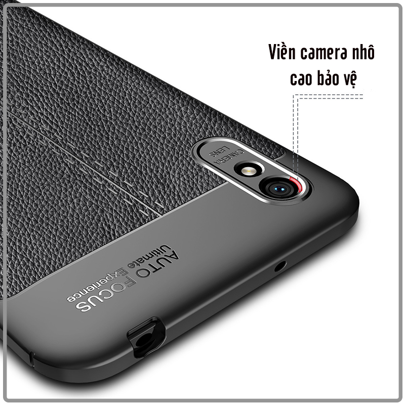 Ốp lưng cho Xiaomi Redmi 9A Giả da chống sốc Auto Focus - Hàng Nhập Khẩu