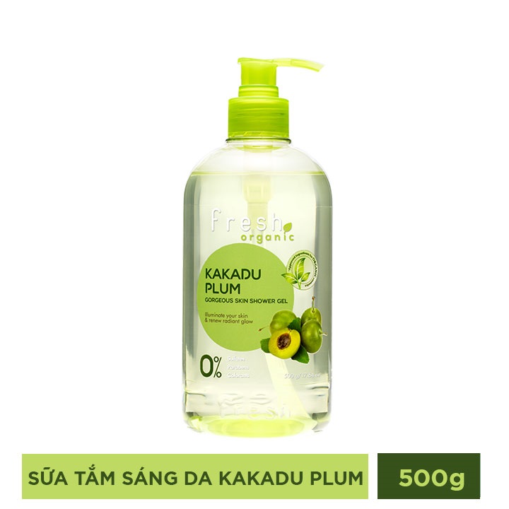 Gel tắm Fresh Organic Sáng da rạng rỡ chiết xuất Mận kakadu hữu cơ 500g