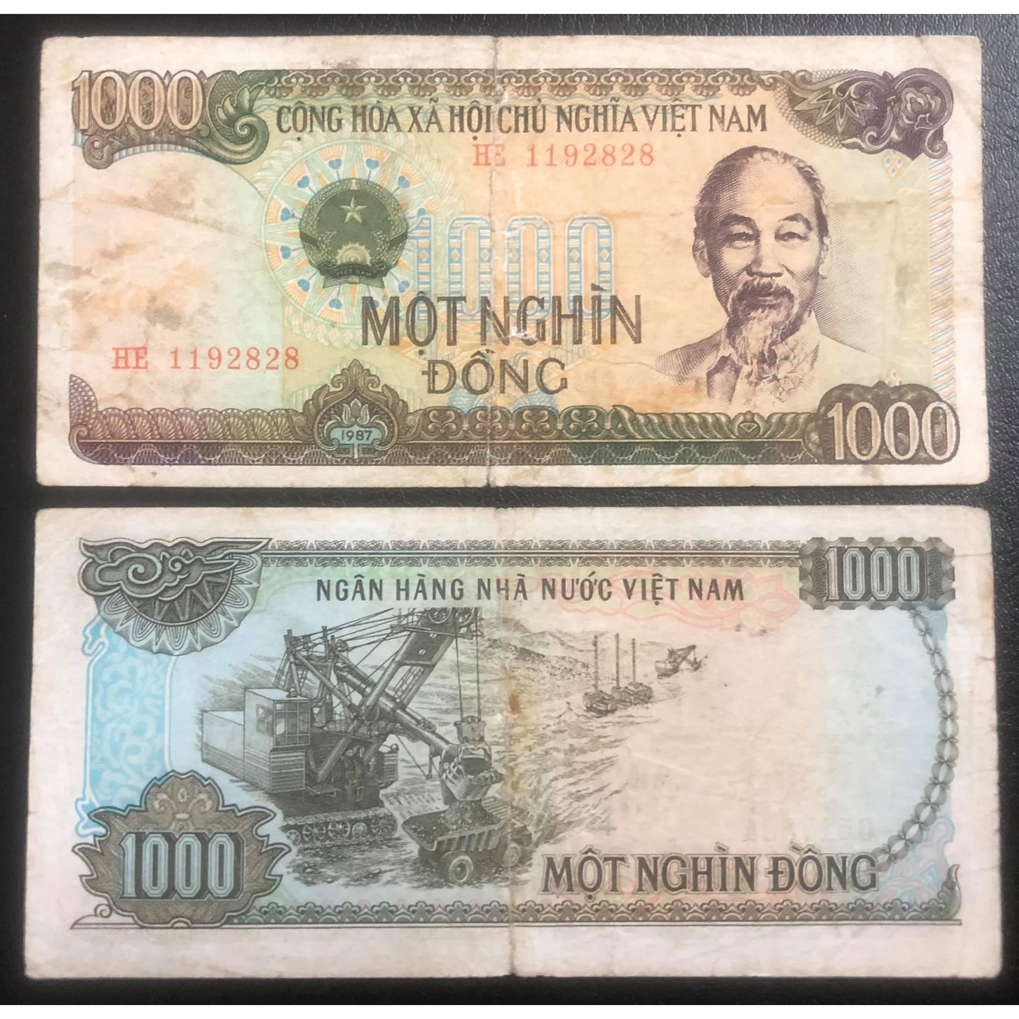 Tờ 1000 đồng 1987 khai thác than ở Quảng Ninh, tiền xưa lưu hành trong thời gian rất ngắn