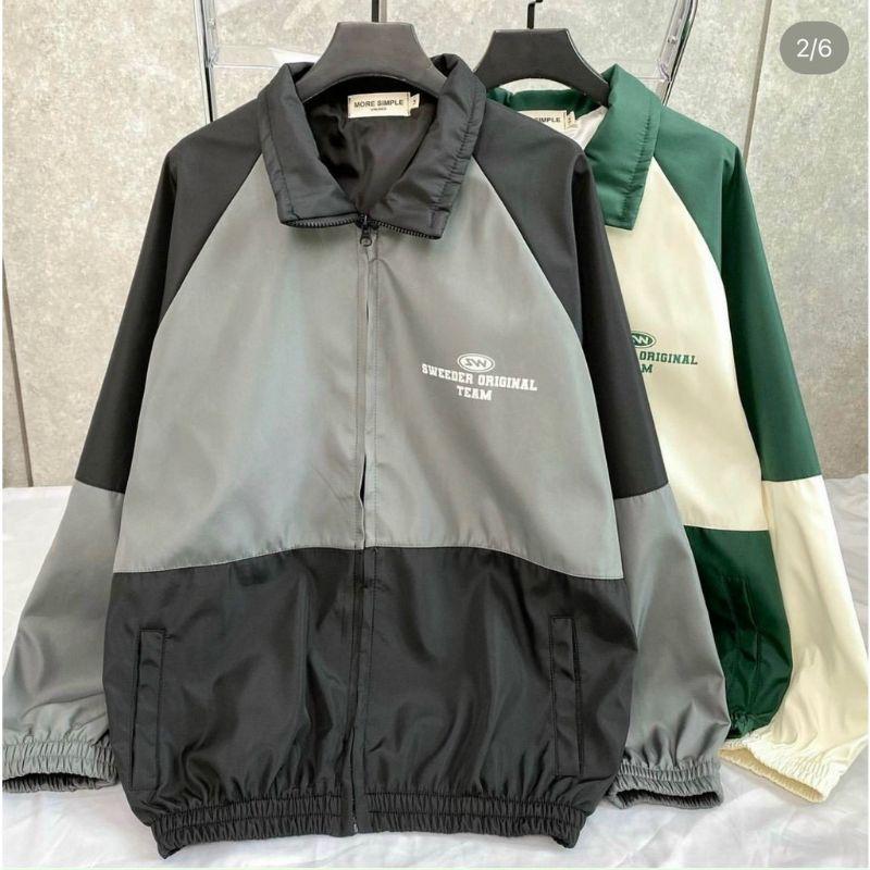 Áo Khoác Dù form rộng kiểu bomber Unisex Nam Nữ,Áo Khoác Gió SWEEDER ORIGINAL phối màu sang chảnh mặc đi chơi,đi học