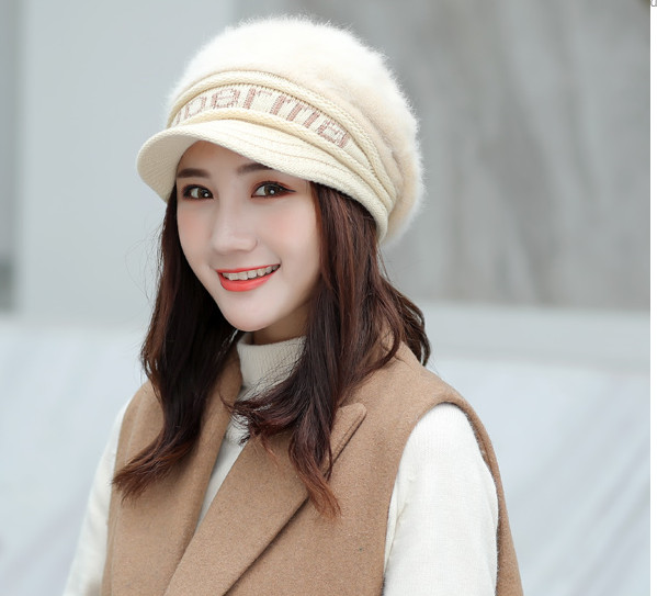 Nón mũ len lông thỏ phong cách Hàn có lót nỉ cao cấp