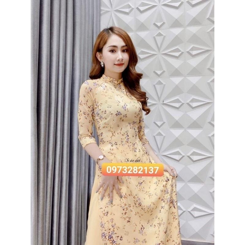 Áo dài hoa nhí 4 tà cao cấp