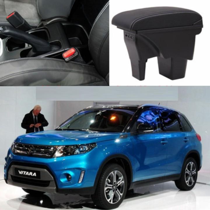 Hộp tỳ tay ô tô cao cấp Suzuki Vitara dạng khối tích hợp 3 cổng USB