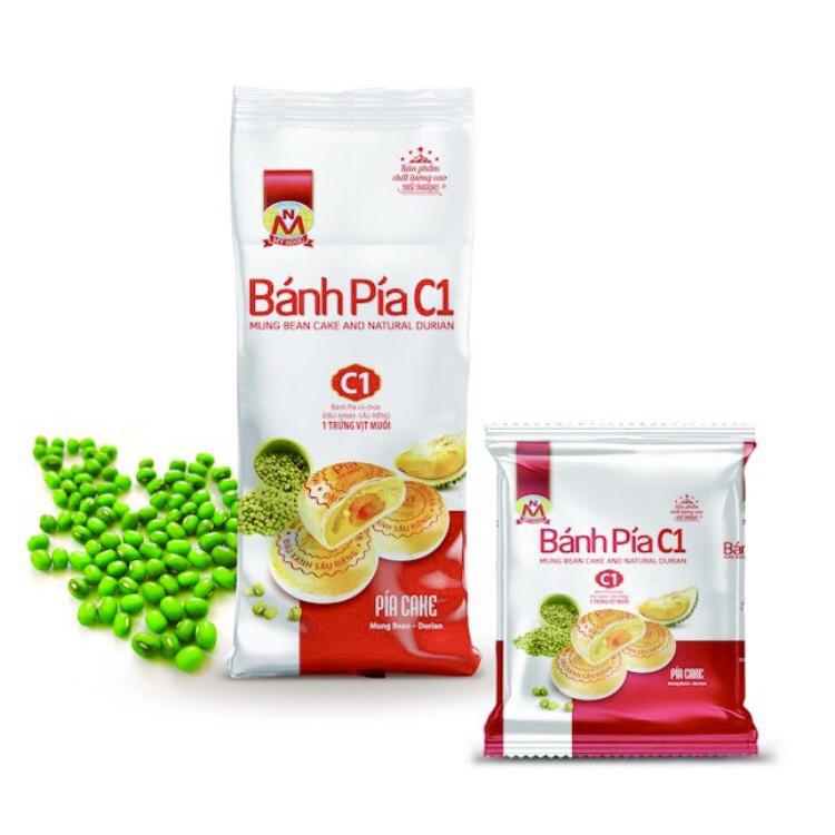 400g Bánh pía C1 đậu xanh SẦU RIÊNG CHÍN cao cấp MỸ NGỌC có 4 TRỨNG MUỐI