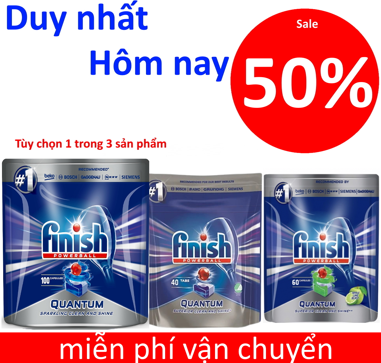 Viên rửa bát finish quantum 100 viên