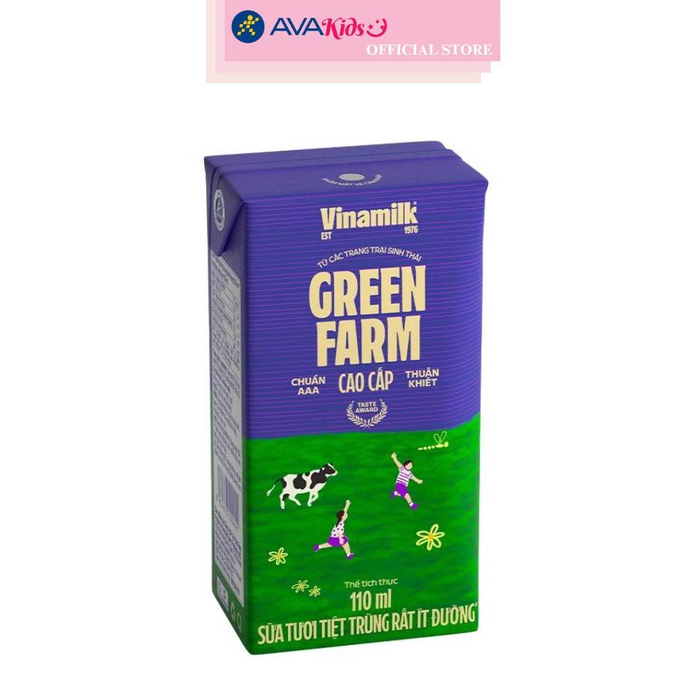 Lốc 4 hộp sữa tươi tiệt trùng Vinamilk Green Farm rất ít đường 110 ml (từ 1 tuổi)