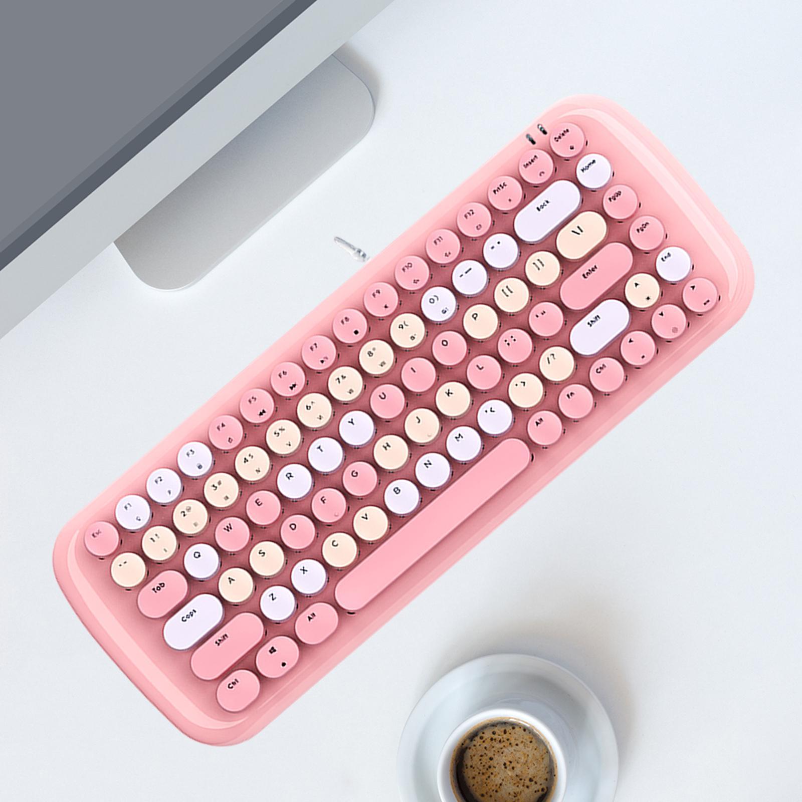 Colorful USB Wired Mechanical Keyboard 84 keys Retro Round Keycaps w/Backlit