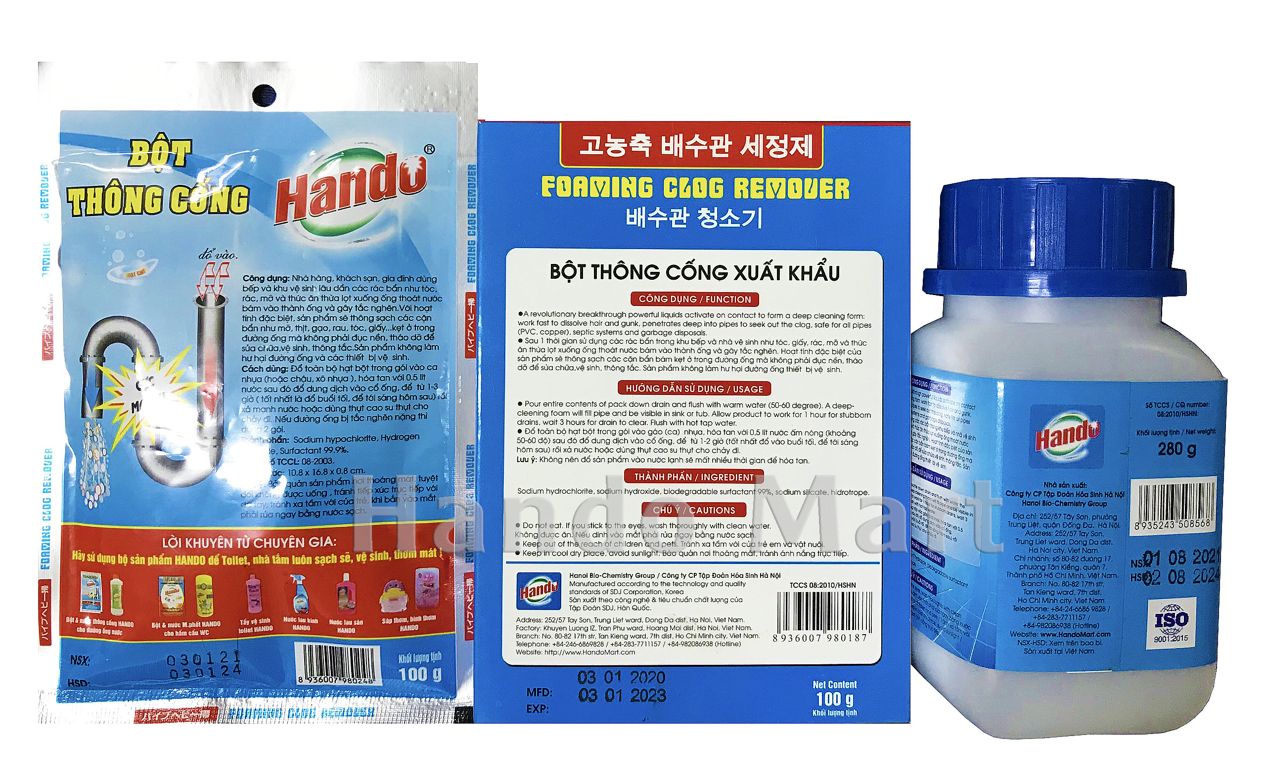 Bột thông cống cực mạnh Hando 100g Nội Địa