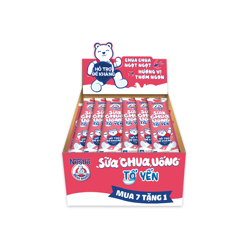 Thùng 32 gói Sữa Chua Uống Tổ Yến Nestlé Yogu Gấu hương DÂU x75ml