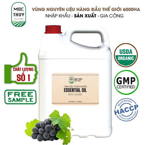 Tinh Dầu Nho Nguyên Chất Hữu Cơ MỘC THỦY 100ML - Grape Essential Oil - Khử Mùi Xông Thơm Phòng, Thư Giãn - Đạt chuẩn chất lượng kiểm định