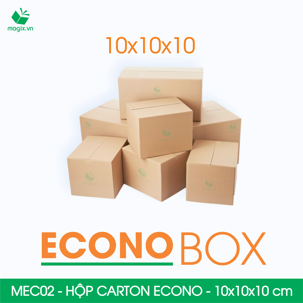 MEC02 - 10x10x10 cm - Combo 100 thùng hộp carton trơn siêu tiết kiệm ECONO