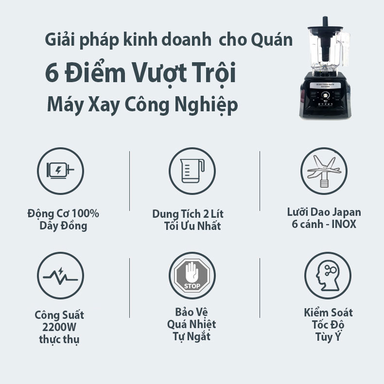 Máy xay sinh tố công nghiệp CB9550 đa năng mạnh mẽ, pha chế đồ đá xay công suất lớn 2200W cho quán đồ uống, bar, take away, nhà hàng khách sạn, kèm quà tặng