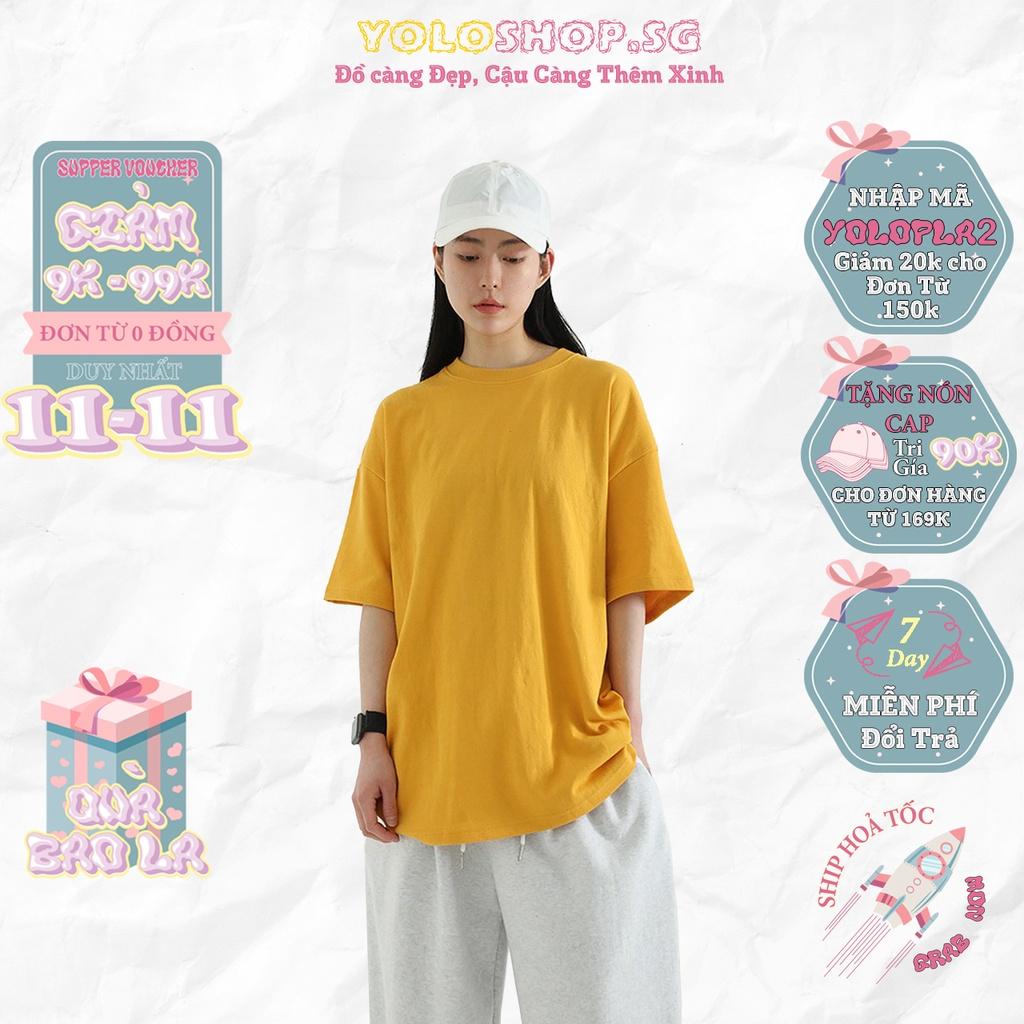 Áo thun tay lỡ trơn VÀNG phông Unisex nam nữ tee oversize form rộng pull Ulzzang Streetwear Hàn Quốc vải mềm