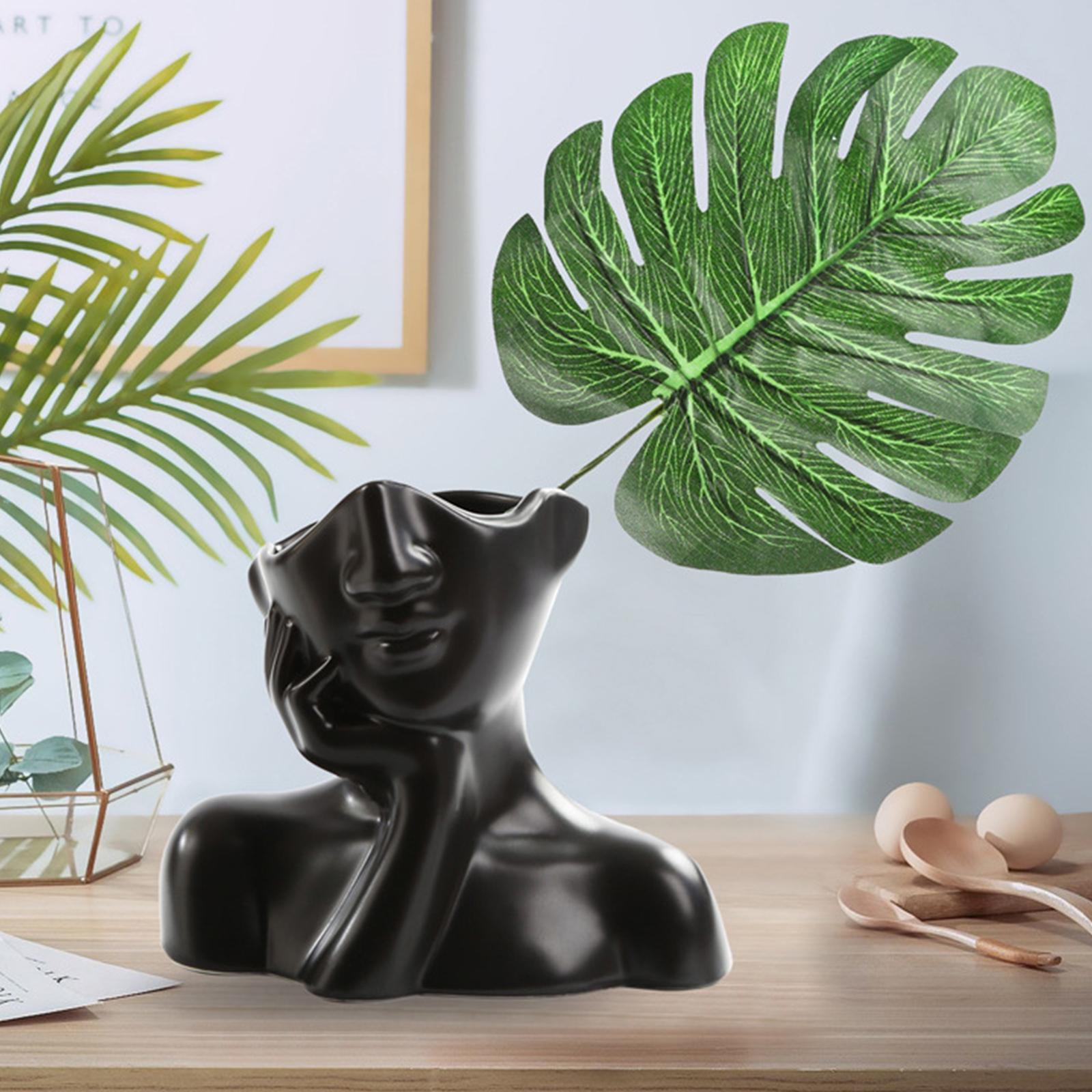 Face Vase Flower Vase Modern Statue Head Shaped Vase for Table Wedding Shelf