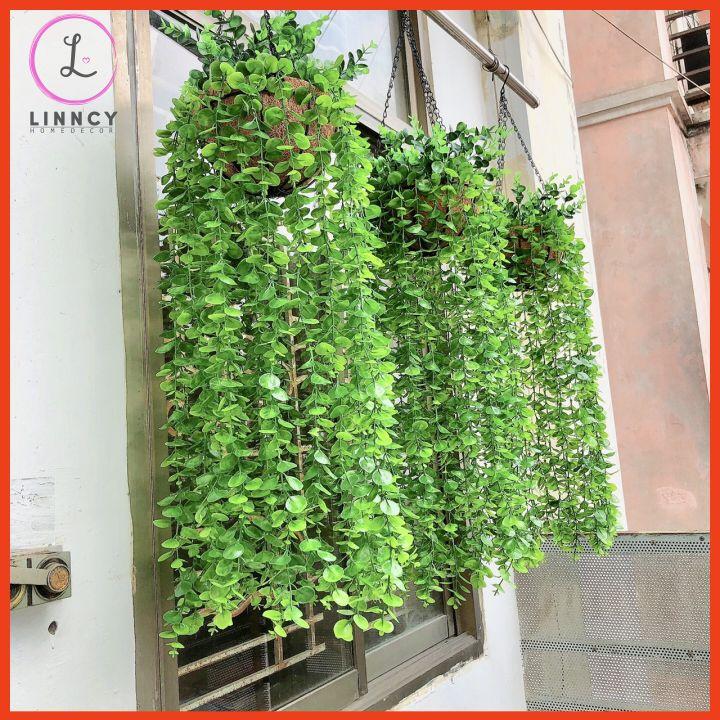 Hoa giả, giỏ lá nhân tạo rũ dài 80cm trang trí ban công, cửa sổ, mái hiên, trang trí sân vườn, văn phòng, lớp học