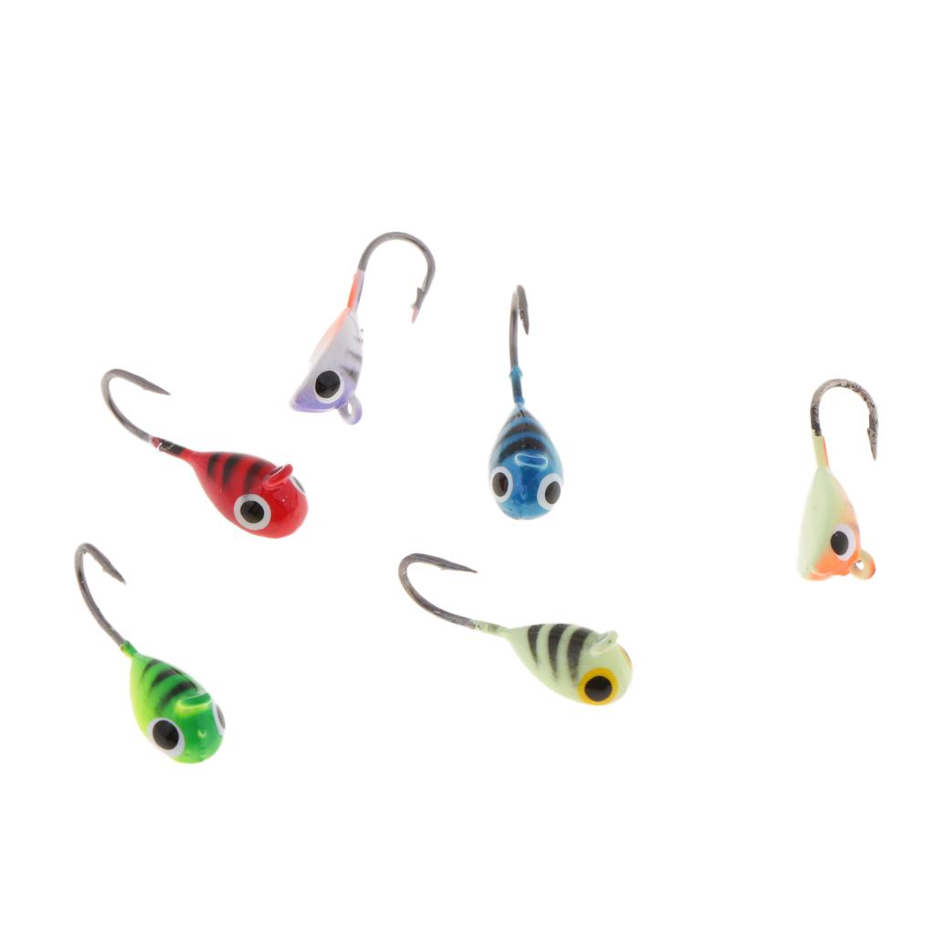 6pcs Winter Ice Artificial Fishing Lures Lead Head Crank Fishing Hook Baits