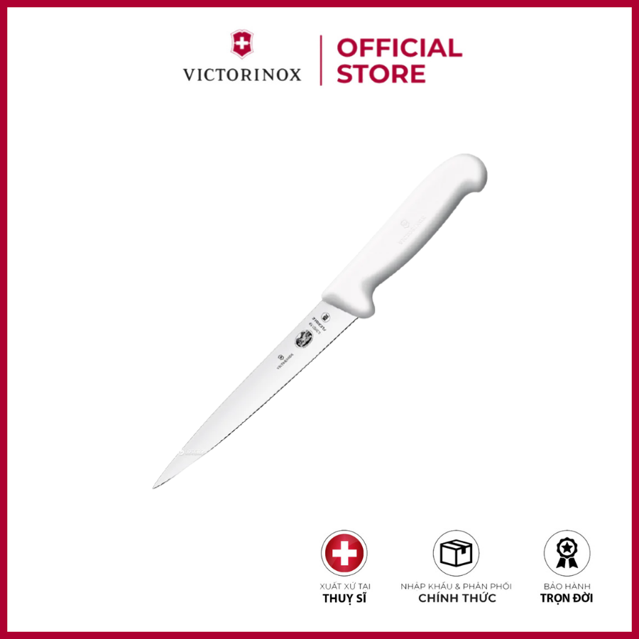 Dụng cụ cắt phi lê hiệu Victorinox 5.3707.18 cán màu trắng, lưỡi dài 18cm