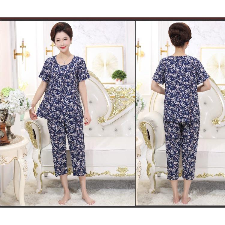 Bộ mặc nhà trung niên quần lửng siêu mát, trang tron