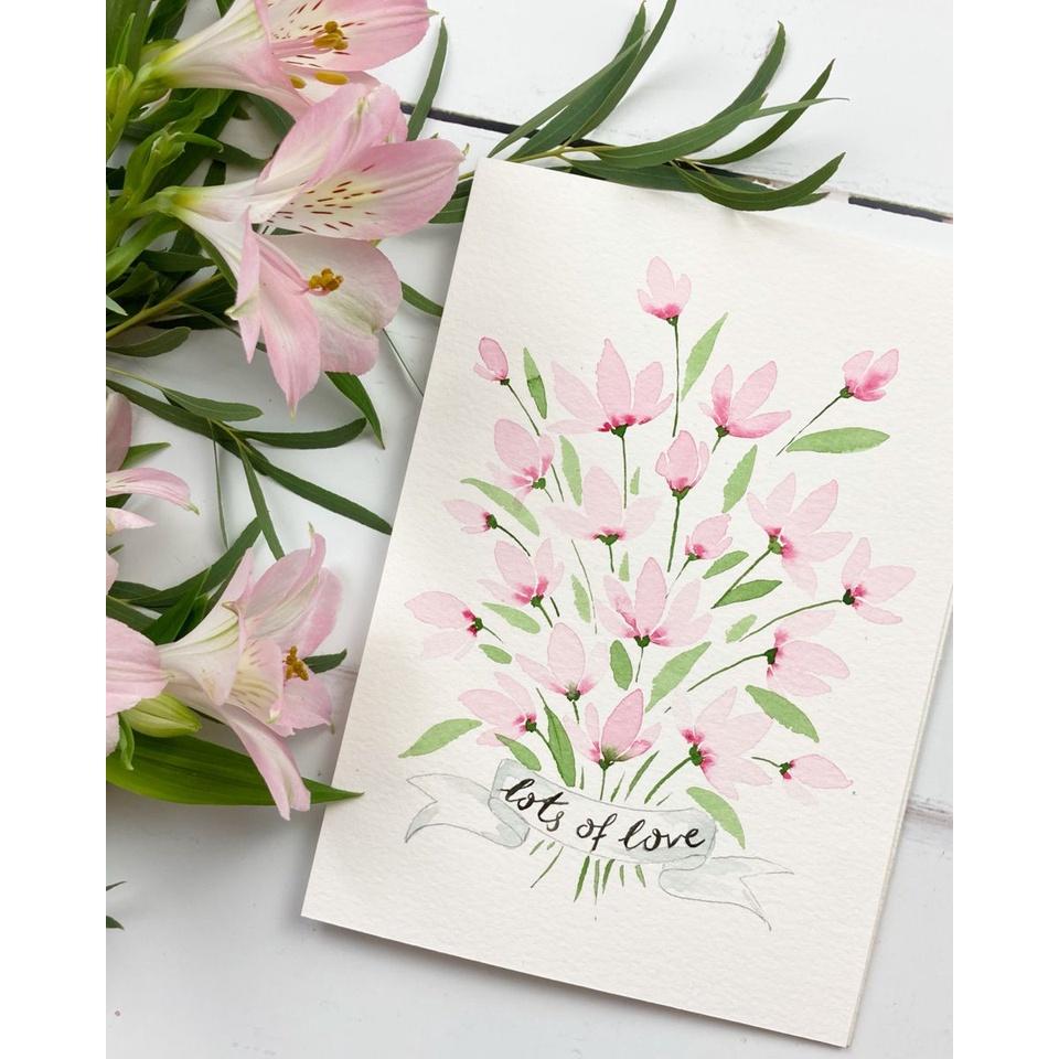 Thiệp vẽ tay Classy bằng màu nước trên nền giấy art, kích thước 8.5 * 6.5 cm đi kèm với phong bì CLASSY STUDIO