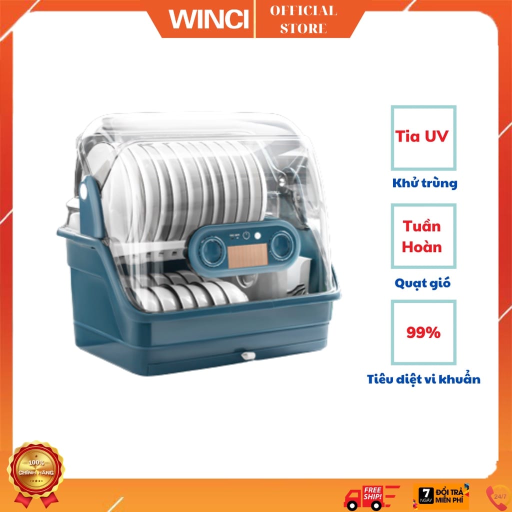 Tủ đựng bát đĩa khử trùng bằng tia UV có nắp đậy - Máy sấy bát đĩa khử khuẩn - Kệ đựng chén bát 2 tầng