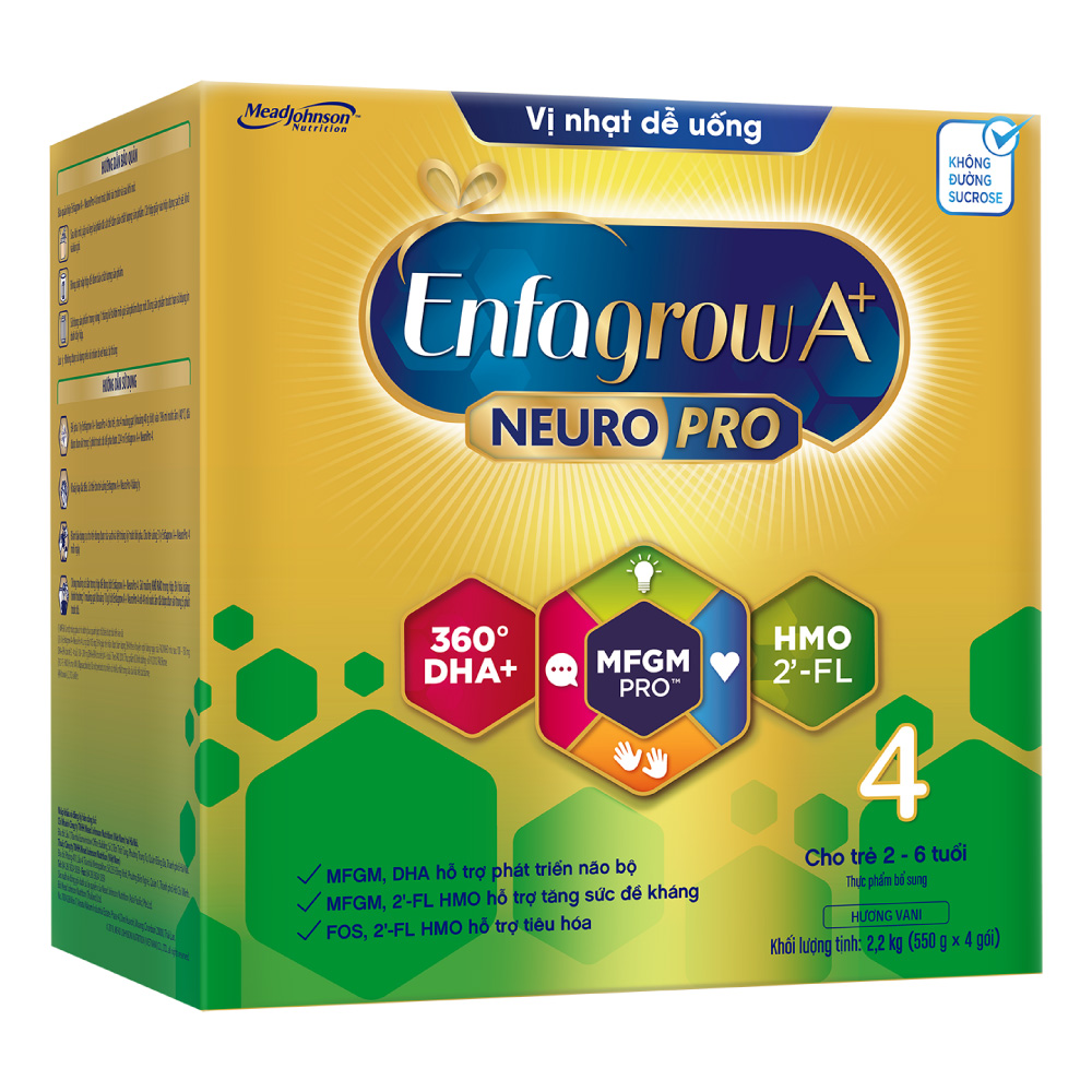 Sữa bột Enfagrow A+ NeuroPro 4 với 2’-FL HMO cho trẻ từ 2 – 6 tuổi – 2.2kg