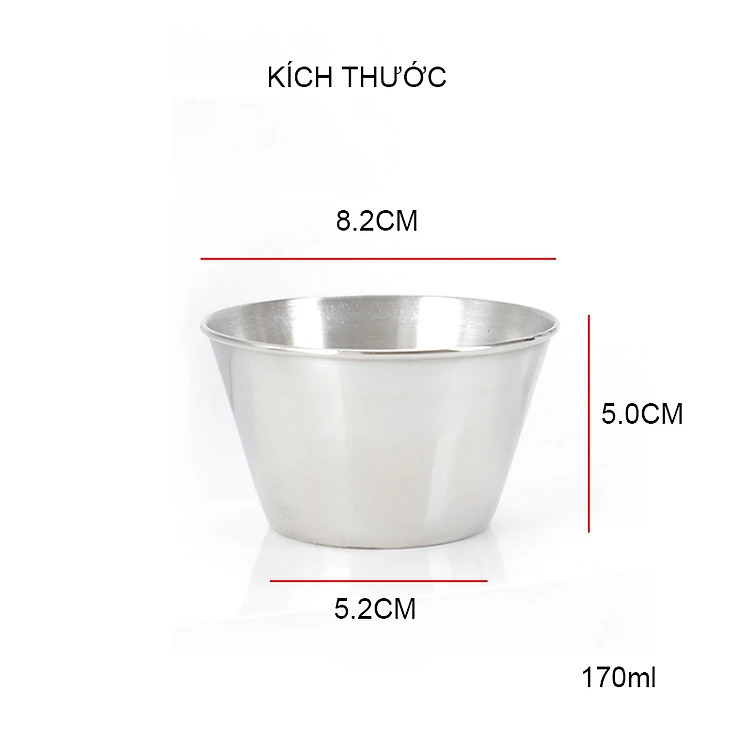 Bát chén đựng gia vị bằng inox 304 loại 1 lớp 170ml