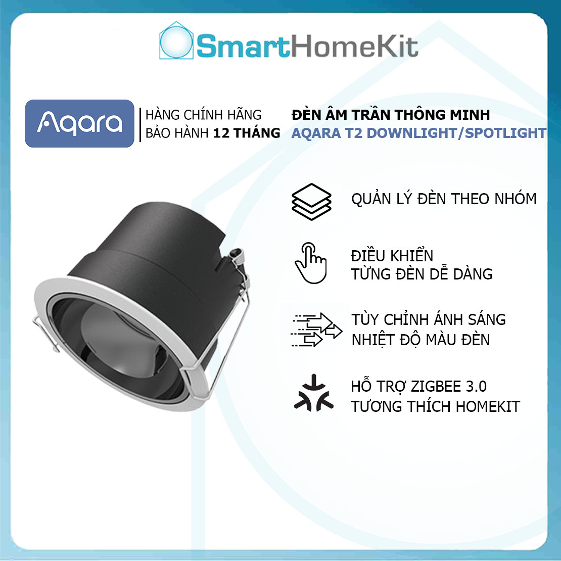 Đèn âm trần thông minh Aqara T2 Smart Downlight/Spotlight 2700K – 6000K Zigbee - Bản Quốc Tế Chính Hãng