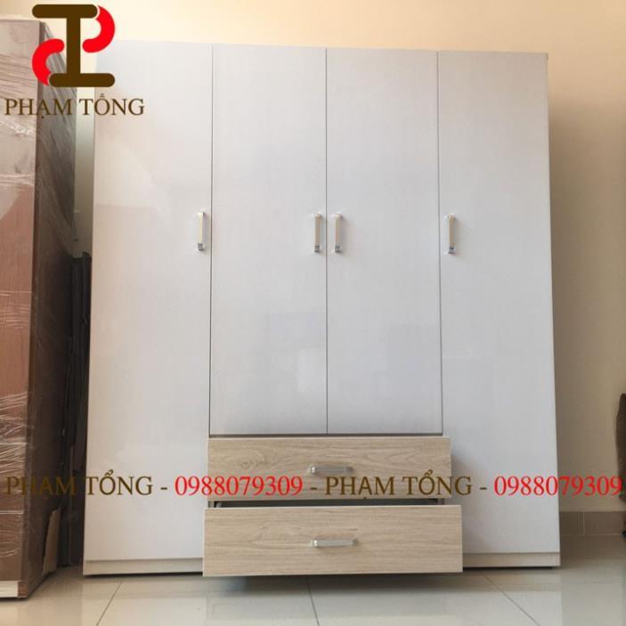 Tủ quần áo 4 cánh mở nhựa đài loan màu trắng  Miễn phí ship