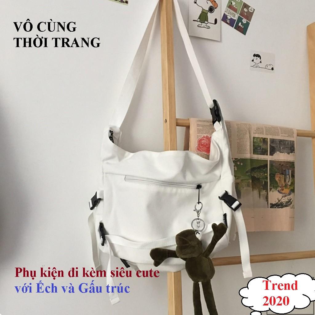 Camkết hàng xịn Túi Đeo Chéo Canvas Cỡ Lớn Thời Trang Hàn Quốc Học Sinh Sinh Viên