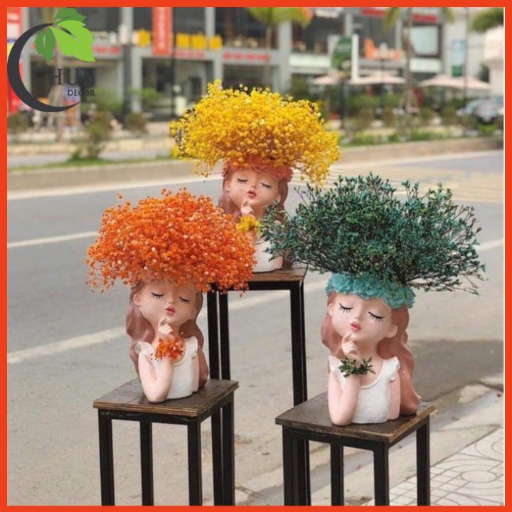 Hoa giả, bình hoa cô gái cắm sẵn hoa nhiều mẫu cao 36-42cm trang trí nhà cửa, cửa hàng, văn phòng, làm quà tặng