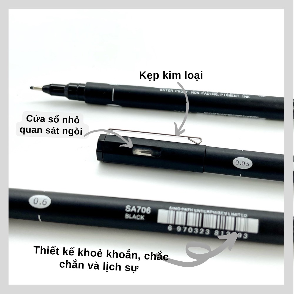 Bút vẽ kỹ thuật / Bút vẽ nét/ bút lông kim Fine Pen cơ bản – chuyên nghiệp mực đen