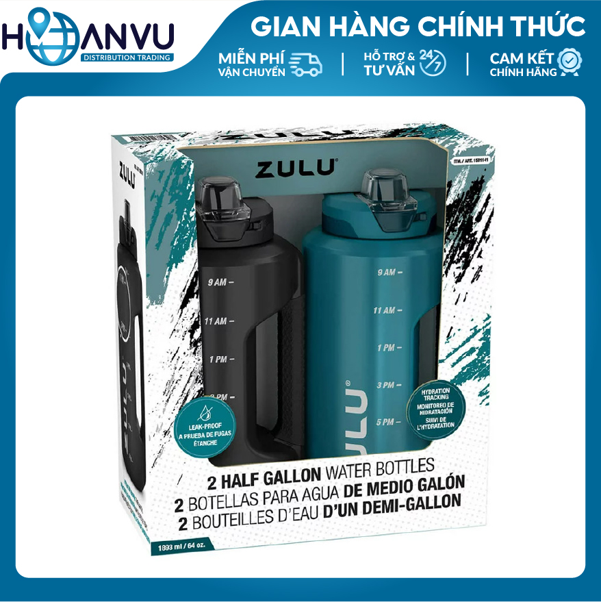 Bình Nước Thể Thao Nhựa Zulu Goals Half Gallon Plastic Jug, 4 màu