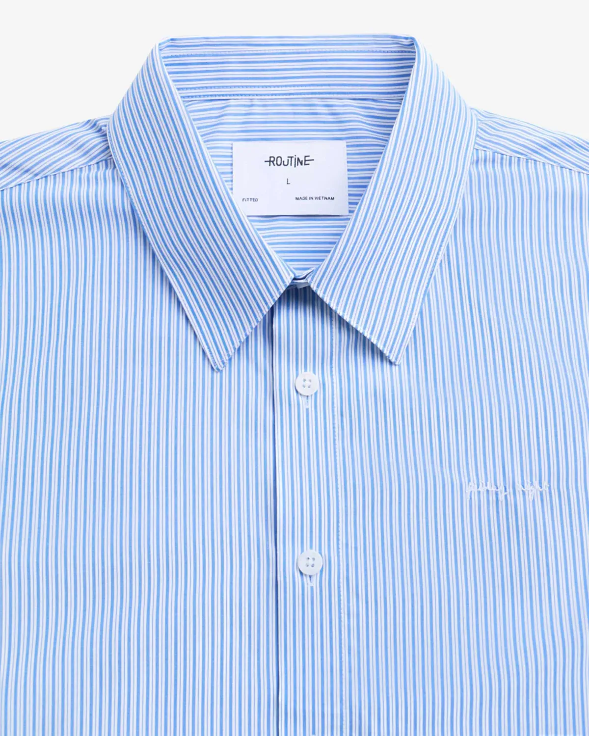Áo sơ mi nam tay ngắn kẻ sọc có thêu chữ ngực áo . form Fitted - ROUTINE 10F24SHS035 | ROUTINE CÀ MAU
