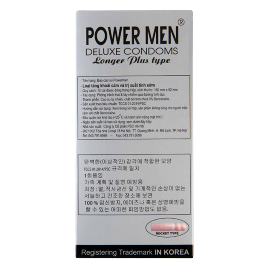 Bao Cao Su Powermen Longer Plus Cá Ngựa Bạc (Hộp 12 Cái)