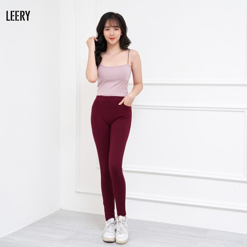 Quần legging nữ LEERY dáng dài cạp cao chất umi Hàn co giãn 4 chiều hàng thiết kế cao cấp LEG-02