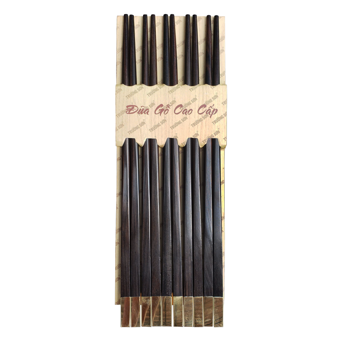 Bộ 10 đôi Đũa Gỗ Trầm Thị  Ghép Đồng kiểu sang trọng dài 25cm - Đồ Gỗ Gia Dụng Thương Hiệu Trường Sơn