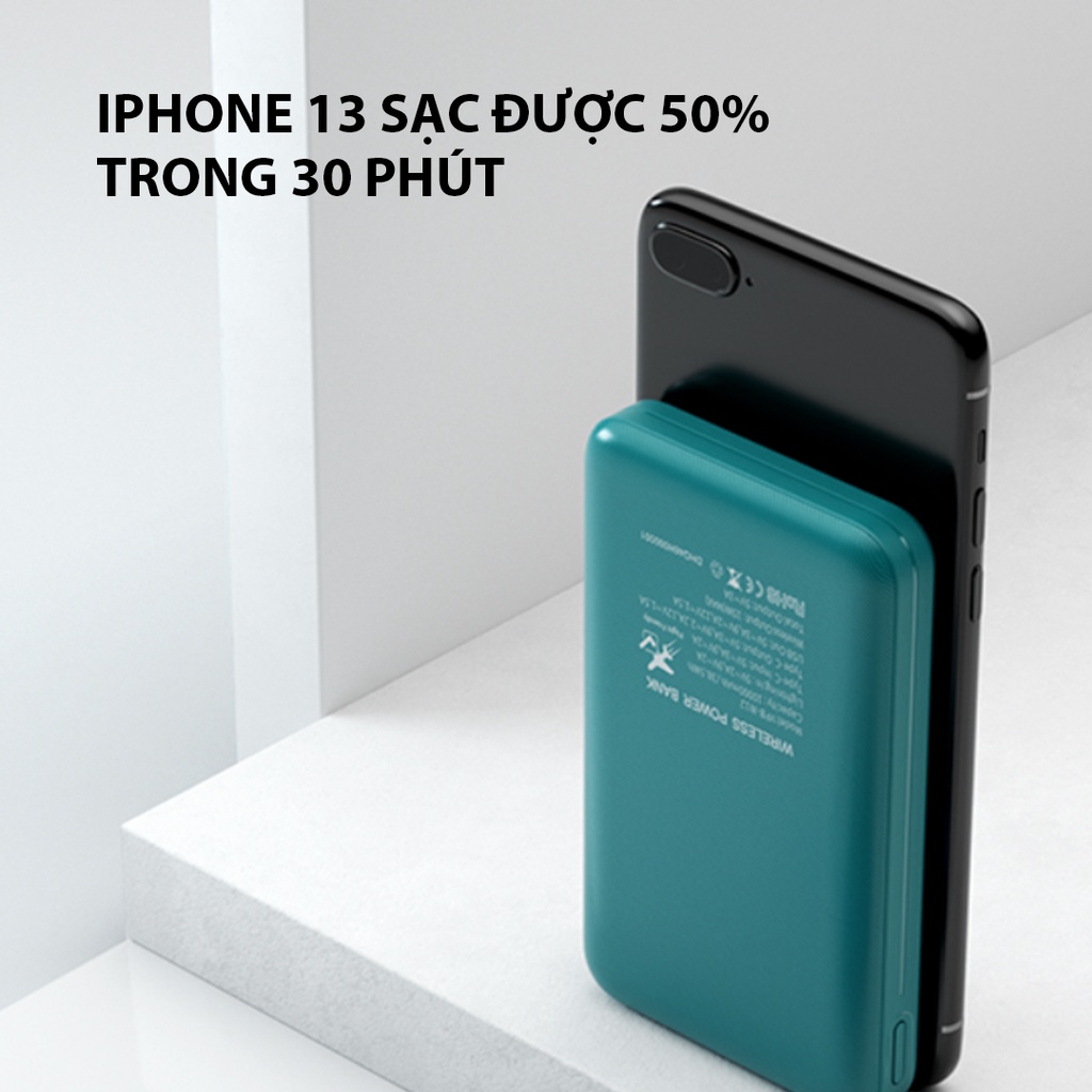 Pin Dự Phòng Không Dây Từ Tính 10000 mAh VIVAN VPB-W12 Sạc Nhanh Q.C 3.0 PD 2 Cổng Sạc Ra TypeC & USB - Hàng Chính hãng