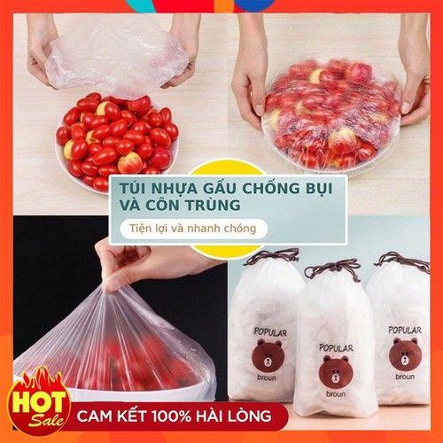 SET 100 MÀNG BỌC THỰC PHẨM HÌNH GẤU , CÓ THỂ CO GIÃN TÁI SỬ DỤNG NHIỀU LẦN