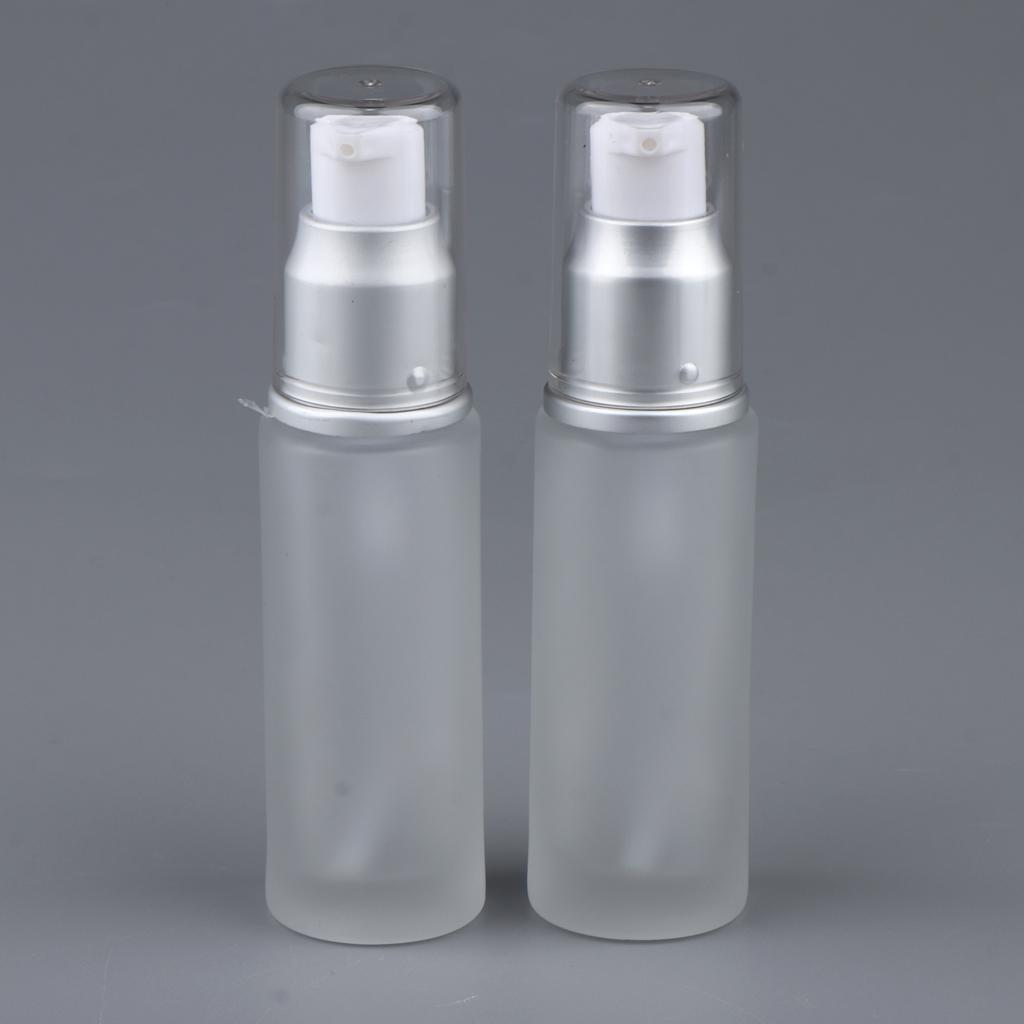 Pack Of 4 Empty Glass Lotion Cream Pump Container & Bottle Travel