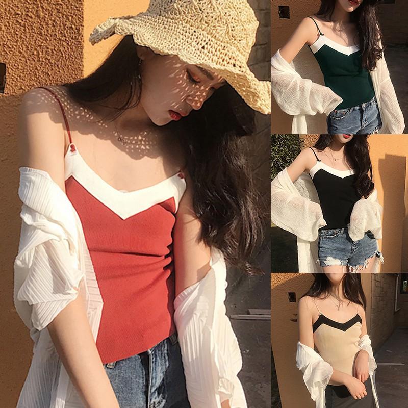 Áo Tank Top Dệt Kim Thiết Kế Hở Lưng Quyến Rũ