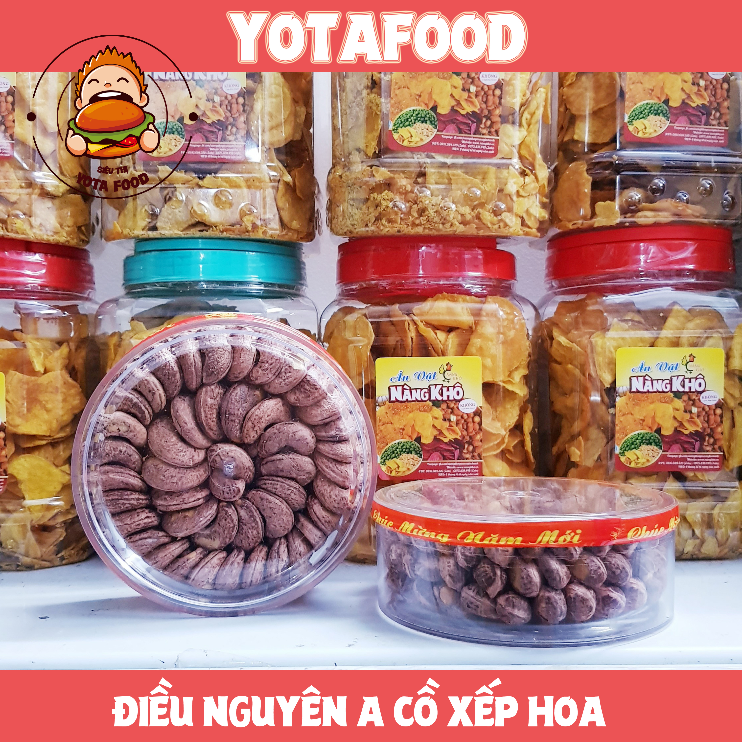 Hạt điều rang muối a cồ xuất khẩu cao cấp xếp hộp ( ~ 380 hạt/kg , Giòn ngon ) | Yotafood